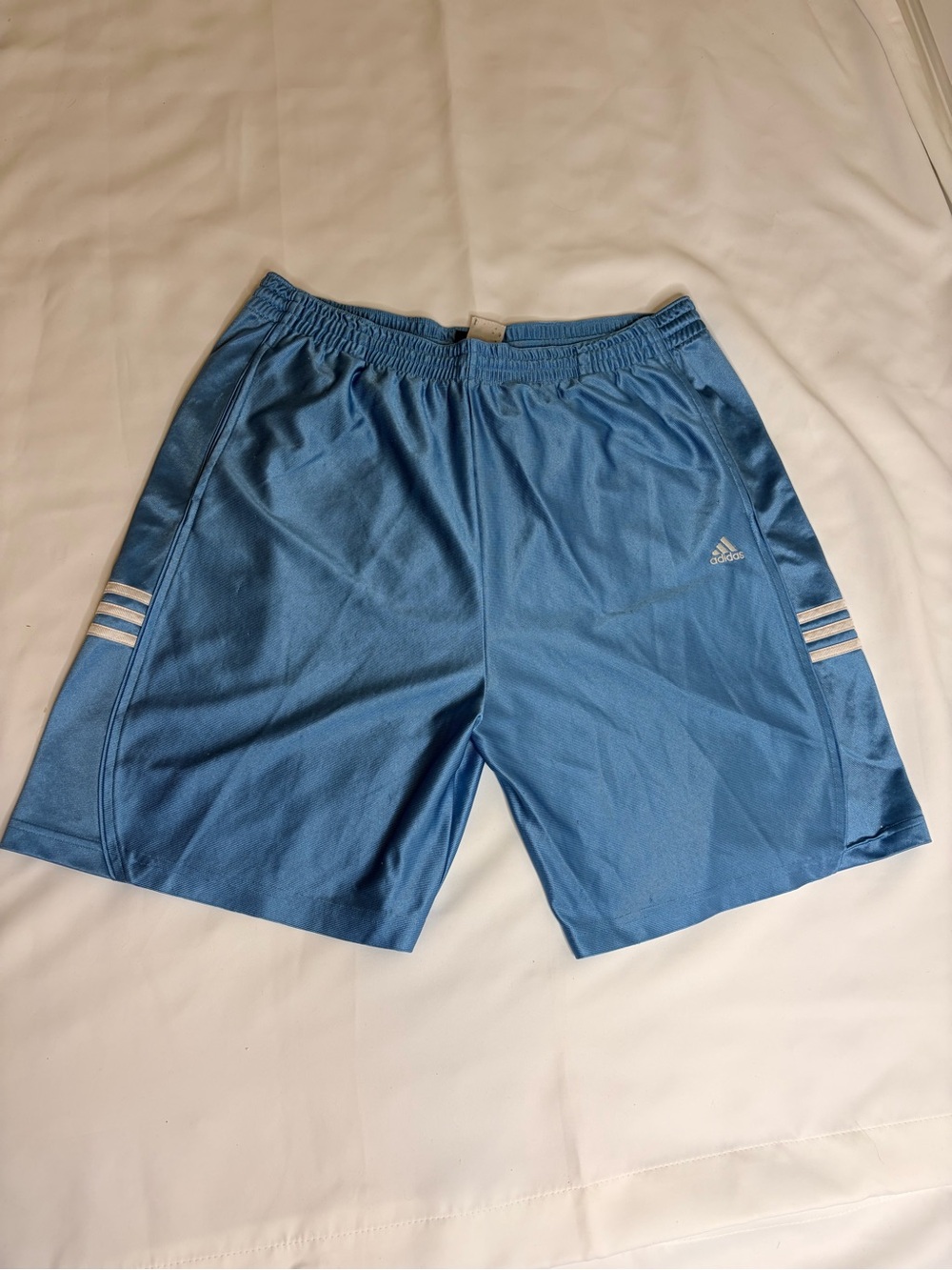 Y2K Adidas Basketball Shorts Mens Large Carolina Blue Shiny Silky Dazzle